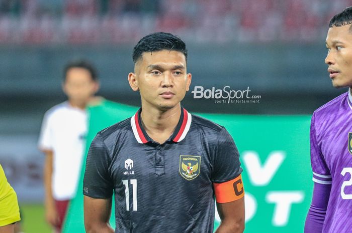 Penyerang timnas Indonesia, Dendy Sulistyawan, saat menghadapi Burundi pada laga FIFA Matchday di Stadion Patriot, Bekasi, Jawa Barat, Selasa (28/3/2023)
