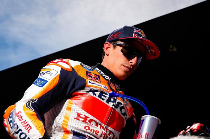 Marc Marquez (Repsol Honda) saat berdiap tampil di MotoGP Portugal 2023.