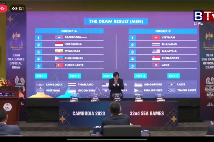 Hasil drawing SEA Games 2023 Kamboja cabang olahraga sepak bola Putra.