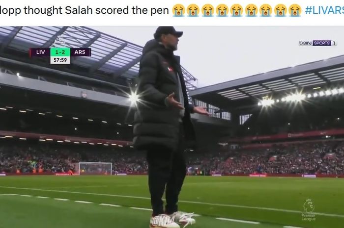 Juergen Klopp tak mau melihat eksekusi penalti Mohamed Salah ke gawang Arsenal.