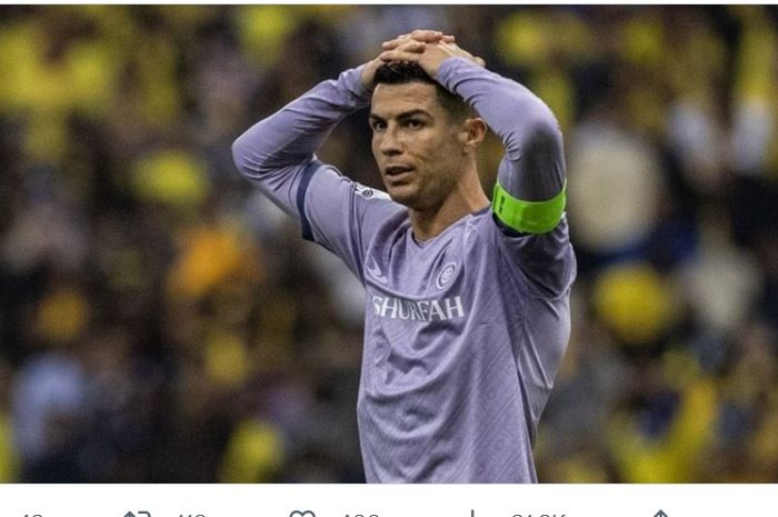 Cristiano Ronaldo gagal mencetak gol saat Al-Nassr ditahan Al-Fayha 0-0 di Liga Arab Saudi, Minggu (9/4/2023).