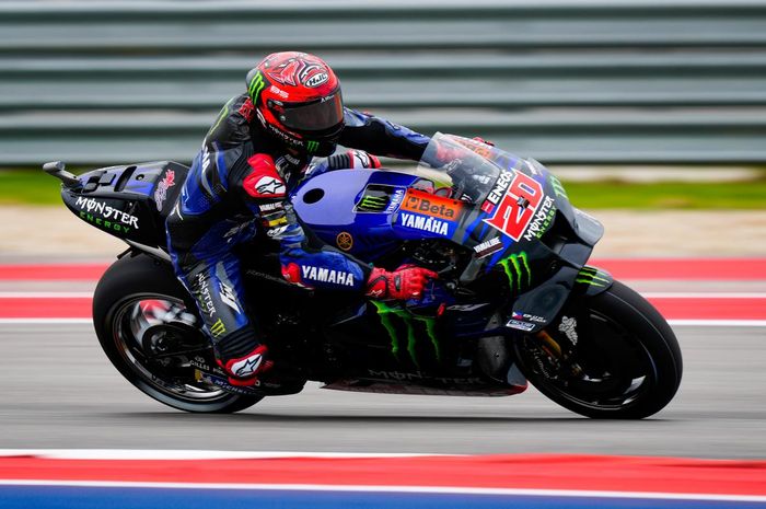 Fabio Quartararo (Monster Energy Yamaha) tampil pada latihan hari pertama MotoGP Americas 2023, di COTA, Austin, Texas, Sabtu (15/4/2023) dini hari WIB.