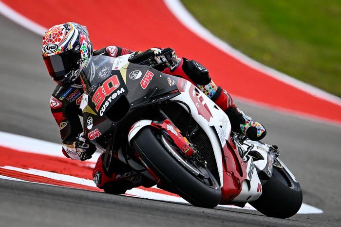 Pembalap paling veteran di Honda saat ini, Takaaki Nakagami, dikagetkan kecepatan Alex Rins pada latihan MotoGP Americas 2023, di COTA, Austin, Texas, Sabtu (15/4/2023) dini hari WIB.