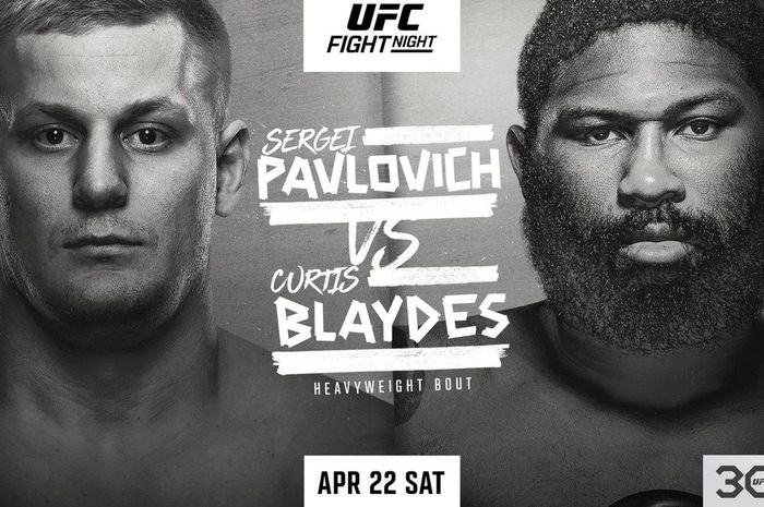 Poster UFC Vegas 71 dengan laga utama Sergei Pavlovich kontra Curtis Blaydes di kelas berat.