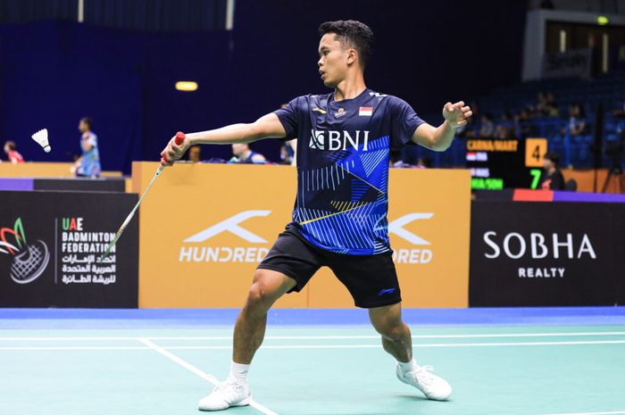 Anthony Sinisuka Ginting menjadi satu-satunya wakil Indonesia pada final Kejuaraan Asia 2023 di Sheikh Rashid Bin Hamdan Indoor Hall, Al Nasr Club, Minggu (30/4/2023).