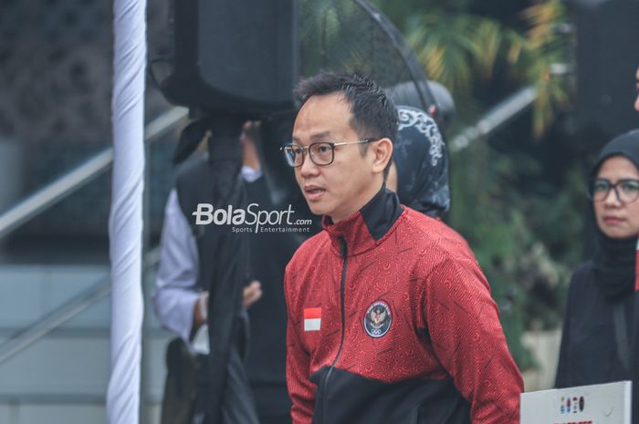 CdM (Chef de Mission) kontingen Indonesia untuk SEA Games 2023, Lexyndo Hakim, tampak hadir saat acara pelepasan atlet Tanah Air di Kantor Kemenpora, Senayan, Jakarta, Selasa (2/5/2023) pagi.