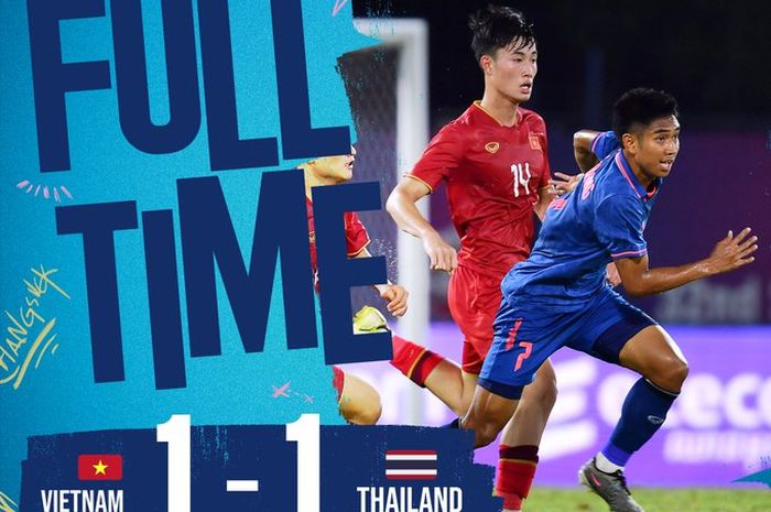 Pertandingan Timnas U-22 Thailand vs Timnas U-22 Vietnam dalam laga terakhir penyisihan Grup B SEA Games 2023, di Visakha Stadium, Phnom Penh, Kamboja, Kamis (11/5/2023).