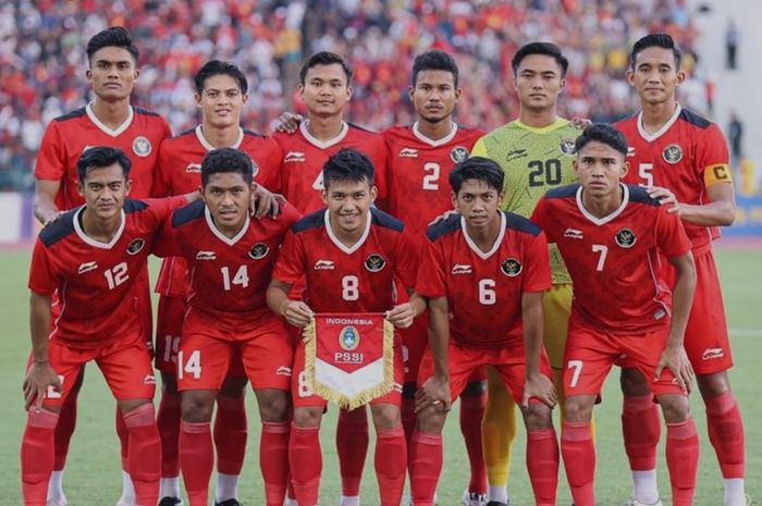 Skuad timnas U-22 Indonesia versus Vietnam pada laga semifinal SEA Games 2023