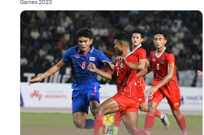 Laga final SEA Games 2023 antara timnas U-22 Indonesia melawan Thailand, Selasa (16/5/2023) di Stadion Olimpiade Phnom Penh, Kamboja.