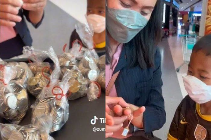 bocah bersama staf toko emas