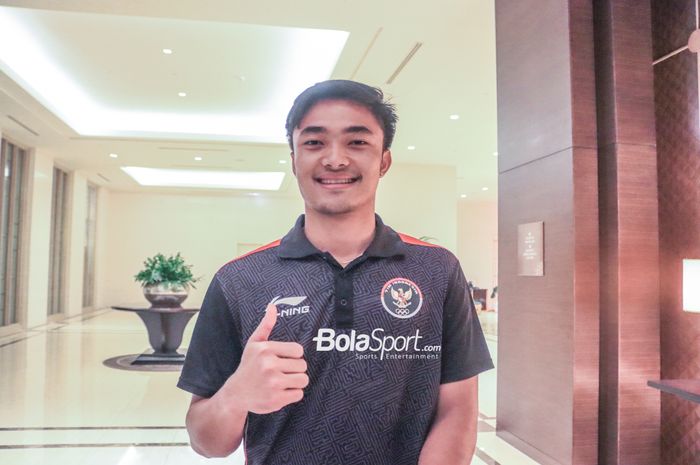 Kiper timnas U-22 Indonesia, Ernando Ari Sutaryadi, saat ditemui di Hotel Fairmont, Senayan, Jakarta, Jumat (19/5/2023) malam.