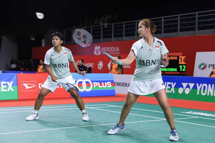 Pasangan ganda putri, Rachel Allessya Rose/Meilysa Trias Puspitasari, pada babak pertama Malaysia Masters 2023 di Axiata Arena, Kuala Lumpur, Selasa, 23 Mei 2023