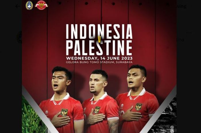 Timnas Indonesia bakal menghadapi Timnas Palestina dalam FIFA Matchday pada 14 Juni 2023 di Stadion Gelora Bung Tomo, Surabaya.