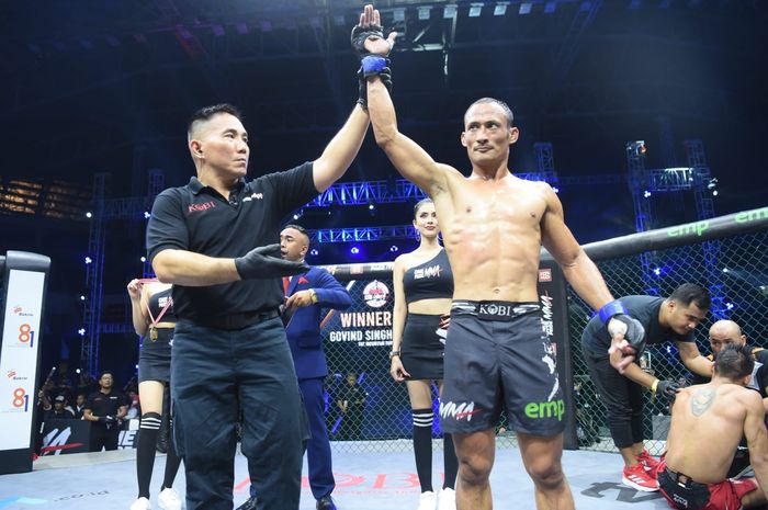 Petarung India, Govind Singh mengalahkan petarung Indonesia, Rama Supandhi pada One Pride Fight Night 69 yang digelar di GOR UNY, Yogyakarta, Sabtu (10/6/2023) malam