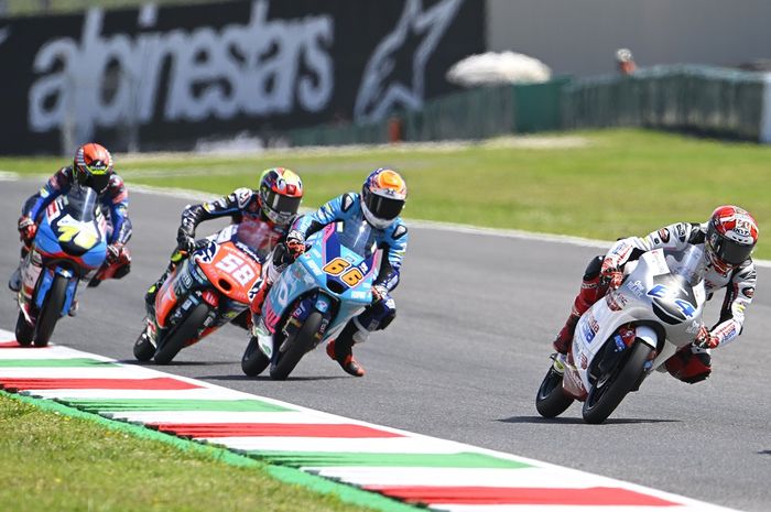 Pembalap Indonesia, Mario Aji membahas pertarungannya di gelaran Moto3 Italia 2023.