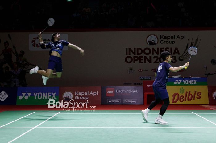 Leo Rolly Carnando/Daniel Marthin saat tampil pada Indonesia Open 2023 di Istora Senayan, Jakarta, Jumat , 16 Juni 2023