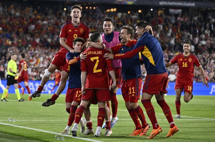 Timnas Spanyol juara UEFA Nations League 2022-2023 usai kalahkan timnas Kroasia lewat adu penalti pada final di De Kuip, Rotterdam, Minggu (18/6/2023).