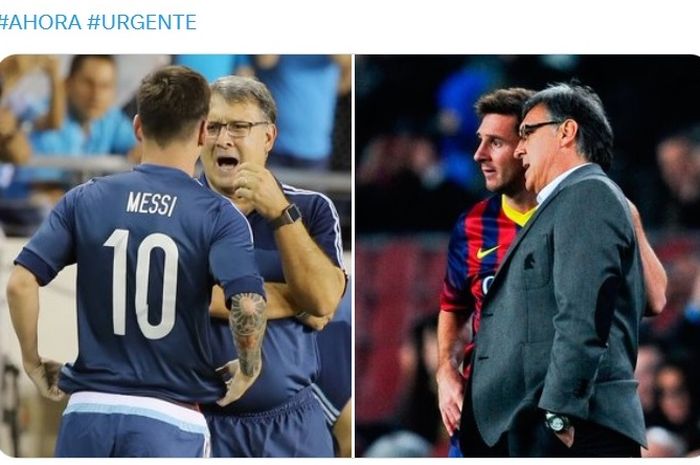 Lionel Messi dan Gerardo Martino saat bekerjasama di Barcelona dan Argentina.