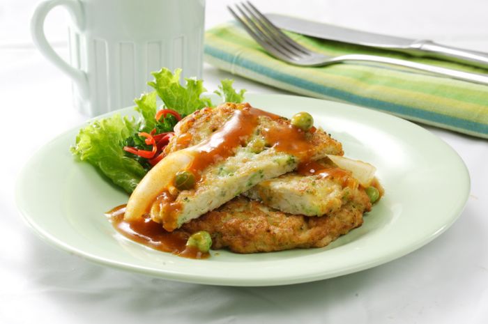 Hidangan steak tahu sayuran