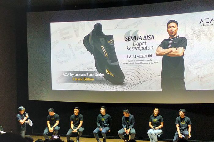 Peluncuran sepatu AZA by Jackson, yang dihadiri oleh sejumlah atlet, di Senayan, kawasan Jakarta Selatan, Selasa (27/06/2023).