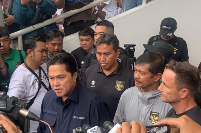 Ketua Umum PSSI, Erick Thohir, saat ditemui di Stadion Madya, Senayan, Jakarta Pusat, Kamis (6/7/2023).