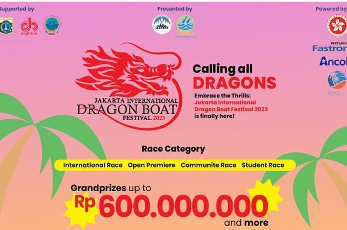 Jakarta International Dragon Boat Festival Ke-5 2023 akan diadakan pada 29-30 Juli 2023 di Beach City International Stadium, Ancol, Jakarta Utara.