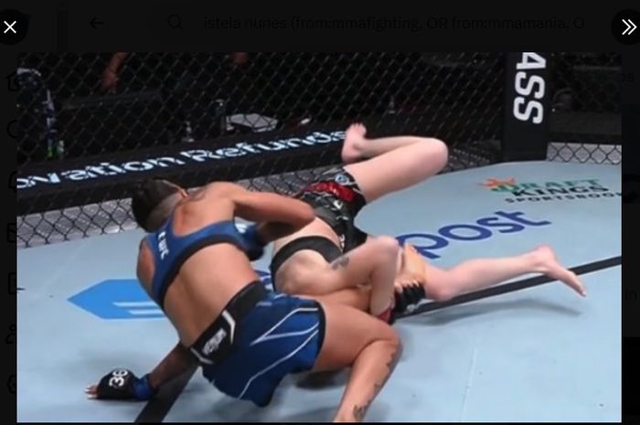 Momen bantingan yang membuat Istela Nunes malah mencederai tangannya sendiri hingga berteriak histeris di UFC Vegas 77.