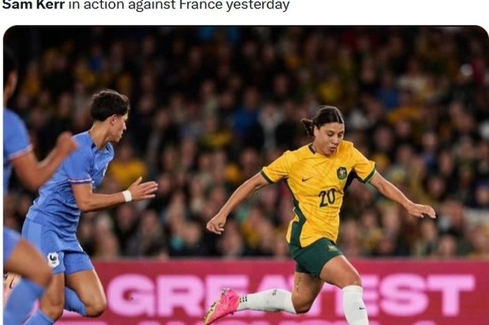 Bintang Timnas Wanita Australia, Sam Kerr, menghadapi kutukan bagi tuan rumah menjelang tampil di perempat final Piala Dunia Wanita 2023, Sabtu (12/8/2023).