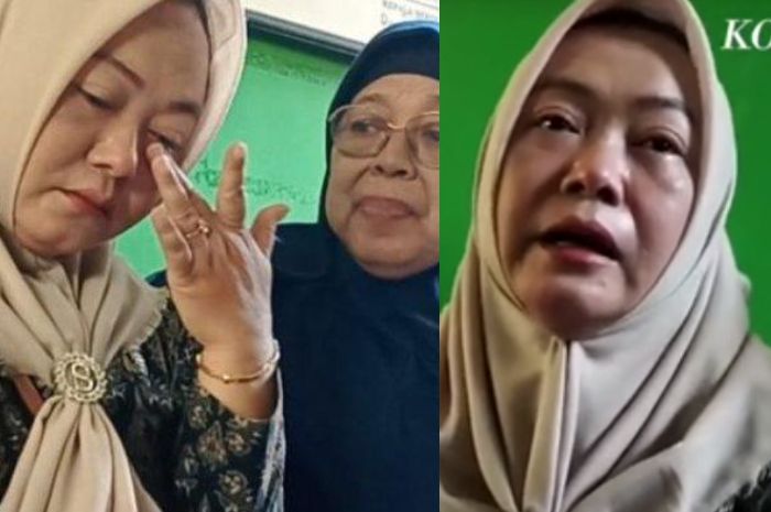 Kepala Sekolah SDN 3 Babadan Ponorogo, Evif Darmawanti, menangis karena tak ada murid baru yang mendaftar di sekolahnya