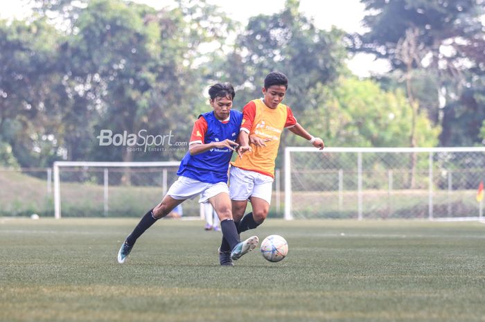 Suasana seleksi pemain timnas U-17 Indonesia di Lapangan Nirwana Park, Sawangan, Jawa Barat, Sabtu (22/7/2023).
