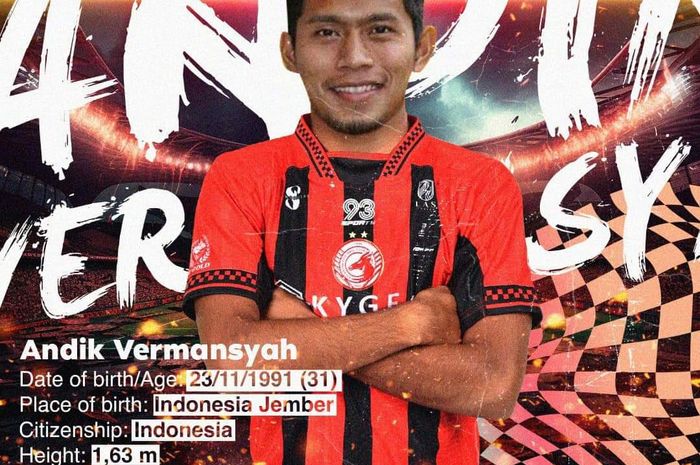 Poster perkenalan Andik Vermansyah oleh Kelantan FC.