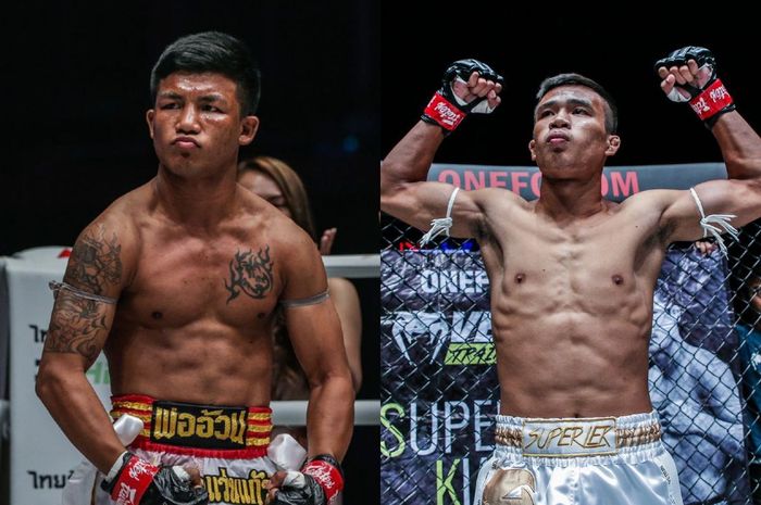 Rodtang Jitmuangnon (kiri) akan mempertahankan sabuk juara kelas terbang Muay Thai ONE Championship dengan menghadapi Superlek Kiatmoo9 di ONE Friday Fights 34 (22/9/2023). 