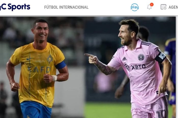 Lionel Messi (kanan) bersama Inter Miami dan Cristiano Ronaldo bersama Al Nassr.