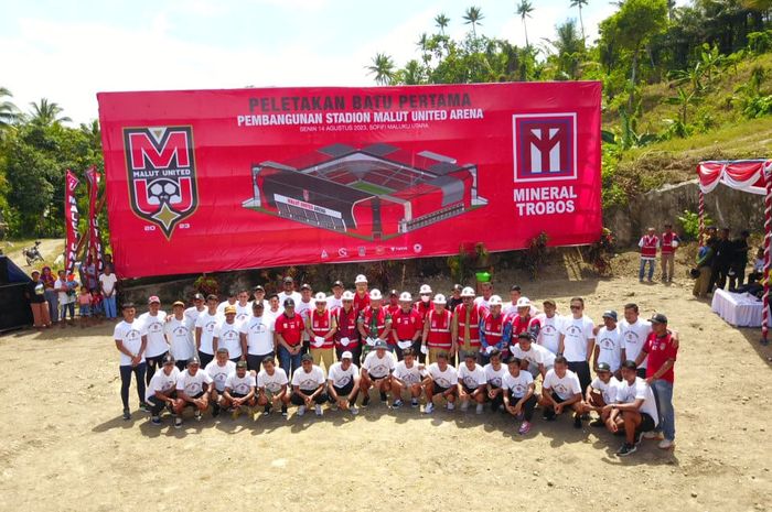 Acara peletakan batu pertama pembangunan Malut United Arena, stadion milik klub Liga 2, Malut United FC.