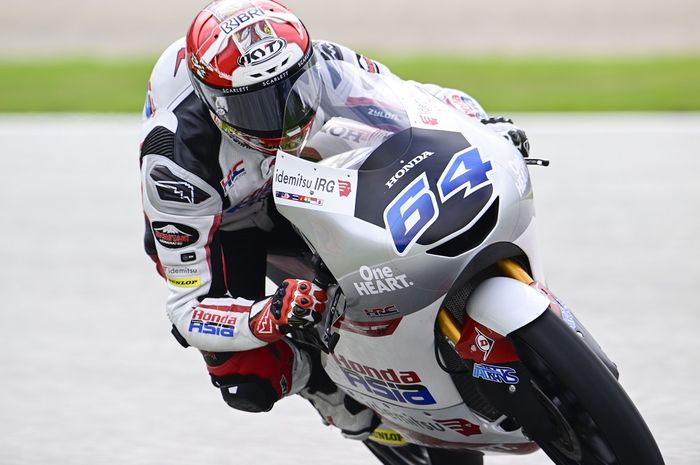 Pembalap Honda Team Asia asal Indonesia, Mario Aji pada gelaran Moto3 Austria 2023.