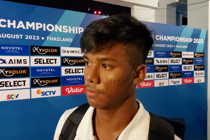 Salah satu pemain timnas U-23 Indonesia, Abdul Rahman menjalani debutnya saat Garuda Muda menang 1-0 atas Timor Leste di Rayong Provincial Stadium, Minggu (20/8/2023).