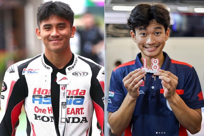 Dua pembalap Indonesia binaan Astra Honda Motor, Mario Aji (kiri) dan Fadillah Arbi Aditama.