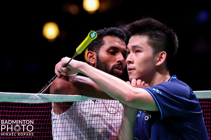 Pebulu tangkis tunggal putra India, Prannoy H.S seusai pertandingan melawan Kunlavut Vitidsarn pada semifinal Kejuaraan Dunia 2023