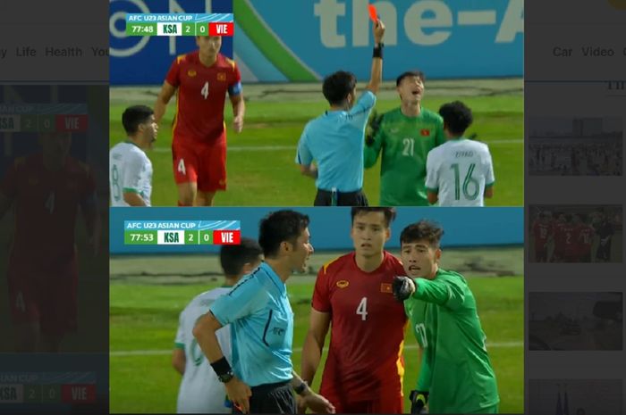 Quan Van Chuan dihukum kartu merah ketika memperkuat Timnas U-23 Vietnam melawan Arab Saudi dalam perempat final Piala Asia U-23 2022 di Uzbekistan.