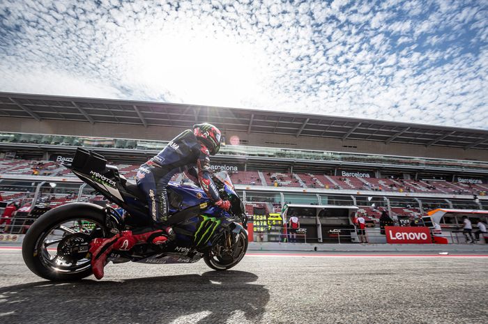 Pembalap Monster Energy Yamaha, Fabio Quartararo, saat tampil pada latihan MotoGP Catalunya di Sirkuit Catalunya, Montmelo, Spanyol, 1 September 2023.