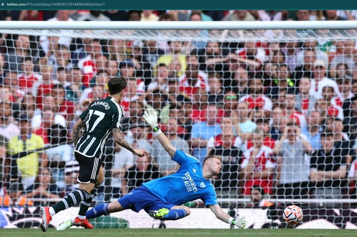 Gol Alejandro Garnacho ke gawang Arsenal yang dianulir oleh wasit pada laga Man United di pekan ke-4 Liga Inggris 2023-2024.