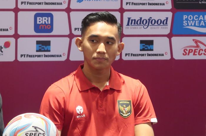 Kapten Timnas U-23 Indonesia, Rizky Ridho, pada Selasa (5/9/2023) di Swiss-Belhotel, Solo pada konferensi pers jelang Kualifikasi Piala Asia U-23 2024