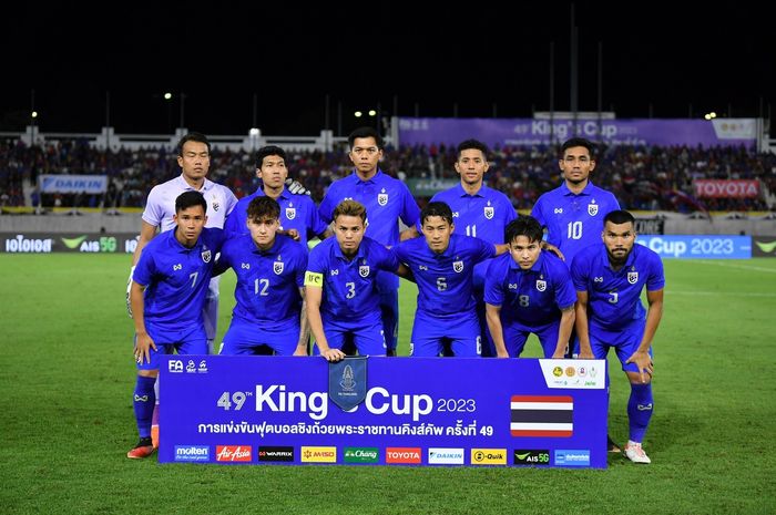 Timnas Thailand berhasil lolos ke final Piala Raja 2023 setelah mengalahkan Lebanon, Kamis (7/9/2023).