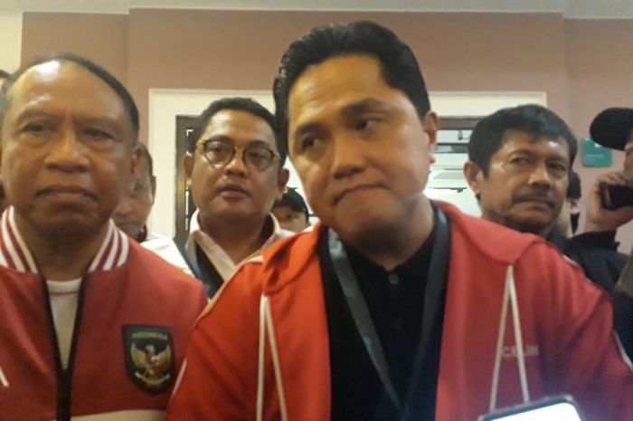 Ketum Umum PSSI Erick Thohir di Stadion Gelora Bung Tomo, Surabaya, Jumat (8/9/2023).