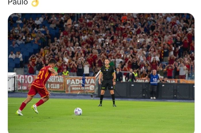 Penyerang AS Roma, Paulo Dybala, mencetak gol ke gawang Empoli pada laga pekan ke-4 Liga Italia di Stadion Olimpico, Minggu (17/9/2023).