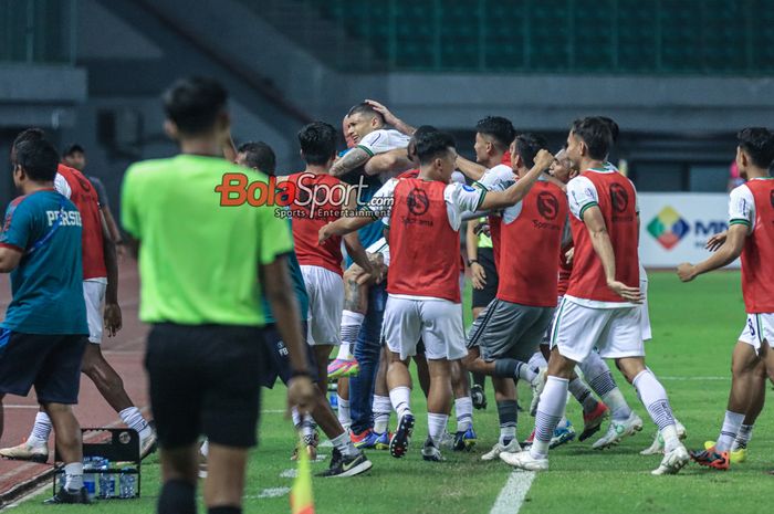 Ciro Alves sedang melakukan selebrasi seusai mencetak gol dalam laga pekan ke-13 Liga 1 2023 antara Bhayangkara FC versus Persib Bandung di Stadion Patriot Candrabhaga, Bekasi, Jawa Barat, Sabtu (23/9/2023).