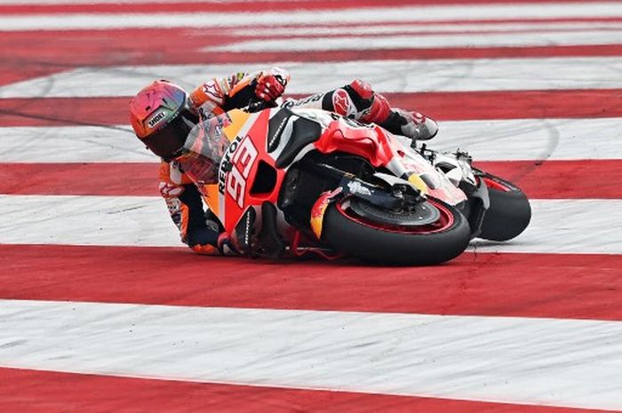 Pembalap Repsol Honda, Marc Marquez, pada balapan MotoGP India 2023 di Sirkuit International Buddh, Minggu (25/9/2023).