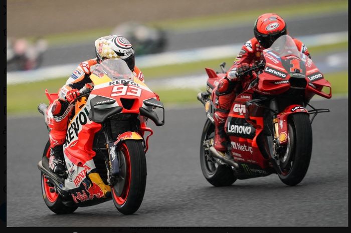 Pembalap Repsol Honda, Marc Marquez membahas gelaran MotoGP Jepang 2023 termasuk isi pikirannya saat hujan turun.