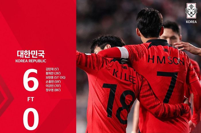 Timnas Korea Selatan berhasil mengalahkan Vietnam dengan skor 6-0 pada laga FIFA Matchday Oktober 2023.