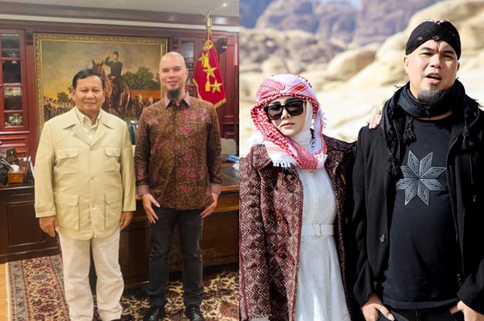 Prabowo dan Mulan Jameela berfoto dengan Ahmad Dhani
